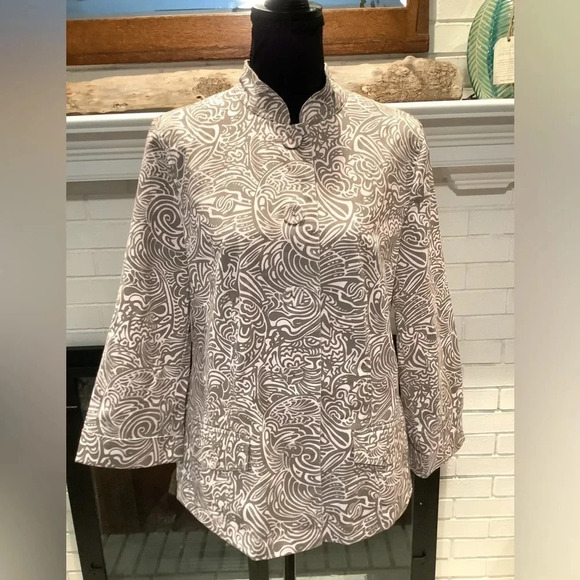 #173 Gorgeous Chicos Cotton Button Front Jacket/Blazer Size 1 Medium - Picture 9 of 11